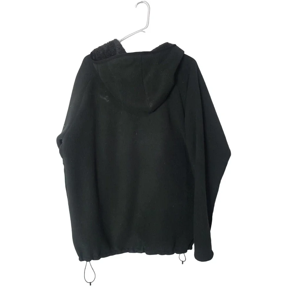 The North Face Black High Pile Lined Fleece Zip Front Hoodie Jacket Men's SZ 2XL